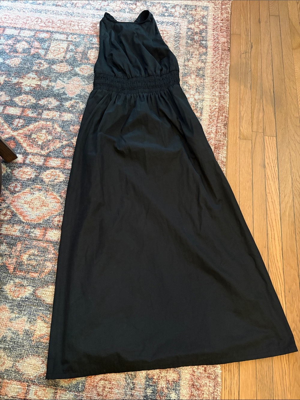 a new day Black Smocked Criss-Cross Maxi Dress size XS